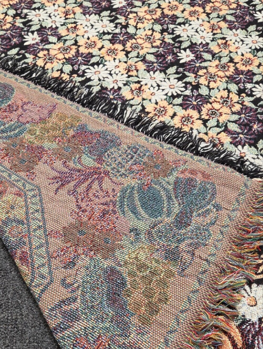 Floral Harvest Woven Throw / The Edith collection blanket/ throw 46" x 52" - Picture 7 of 7